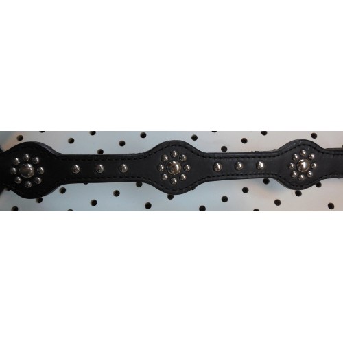 Black Leather Breast Collar With Target Style Nickle Spots